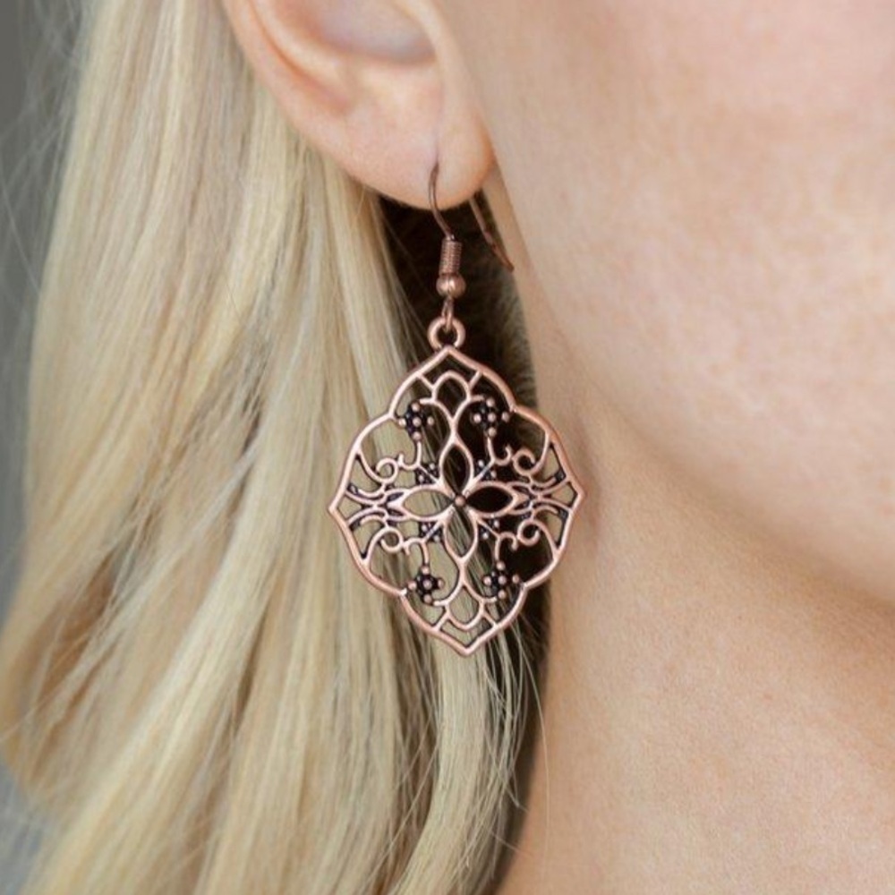 NWT Paparazzi Garden Mandala Copper Filigree Earrings